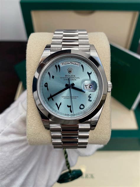 rolex day date arabic dial replica|rolex watch with arabic numbers.